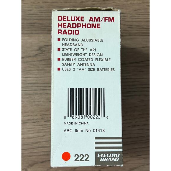 Electro Brand 222 Deluxe AM/FM Headphone Radio Red Retro 80s Works w/ Box Manual - Picture 14 of 16